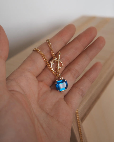 Sapphire Peridot Charm Necklace