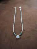 Moonstone Flower, Prehnite Necklace