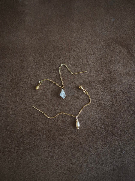 Meteor Earrings, Dainty Curb Chain