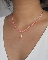 Bamboo Coral, Pearl Necklace