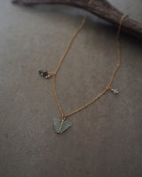 Jade Butterfly in the Garden Necklace - Gold