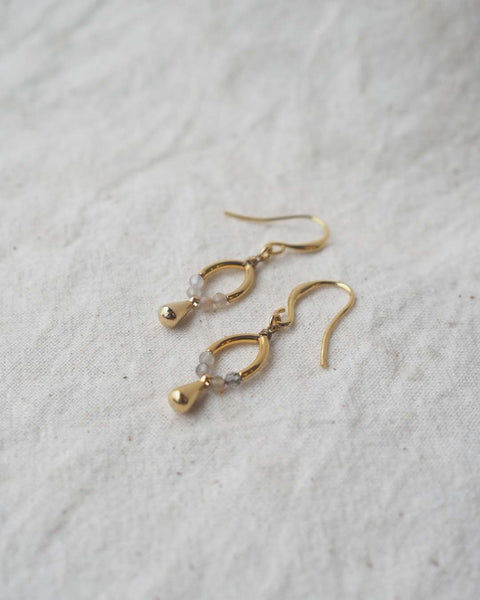 Lumi Earrings in Moonstone, Gold
