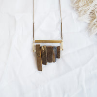 Gold Agate Fringe Necklace
