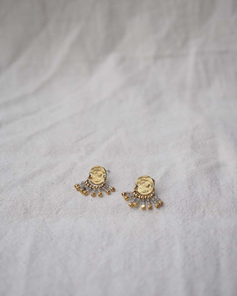Medallion Earrings, Labradorite