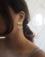 Emblem Earrings - Jade and Pearl