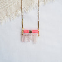 Fluorescent Pink Fringe Necklace